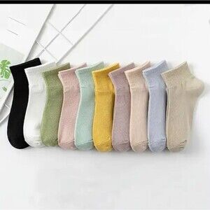 10 pair Solid pastel color ribbed ankle sock bundle